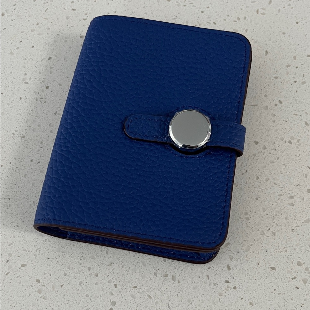 Blue Textured Wallet with pull tab  Closure
